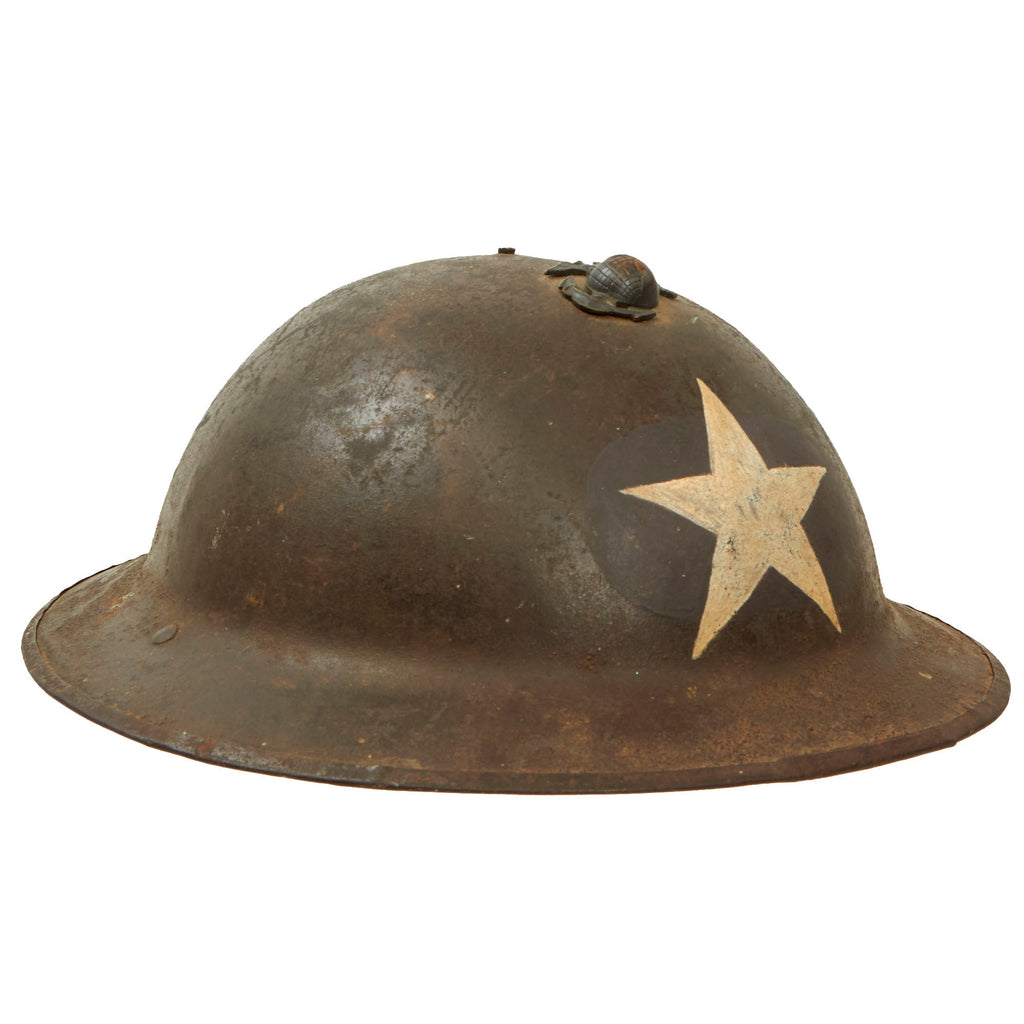 Original U.S. WWI USMC 6th Machine Gun Battalion 2nd Division Painted British Made Mk. I Doughboy Helmet with Liner & EGA Device Original Items