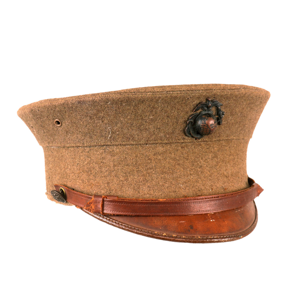 Original WWI U.S. Marine Corps Summer Dress Enlisted Bell Crown Visor Cap - Size 7 1/8