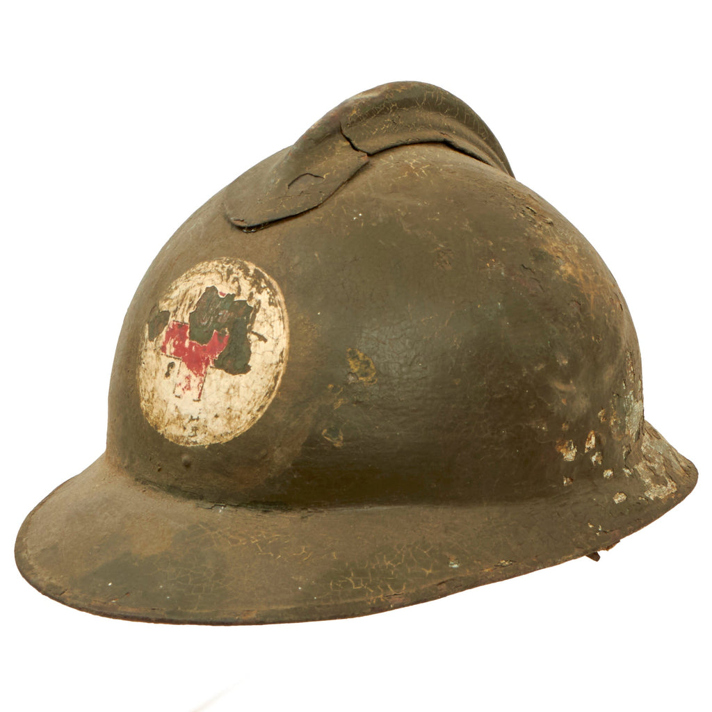 Original Italian WWI M16 Medic’s “Lippmann Model” French Adrian Helmet- Complete with Liner & Chinstrap Original Items