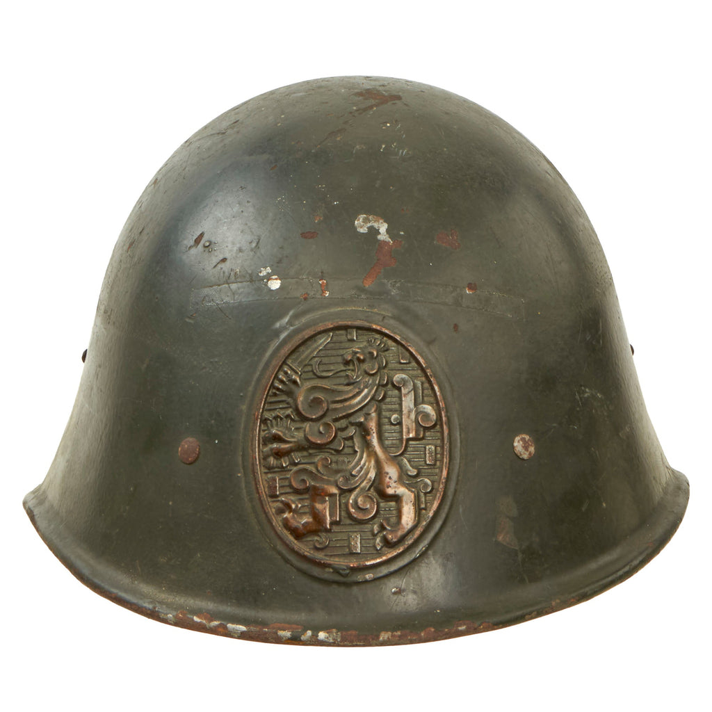 Original Netherlands WWII Dutch M34 Steel Helmet With Badge and Original Paint - Complete Original Items