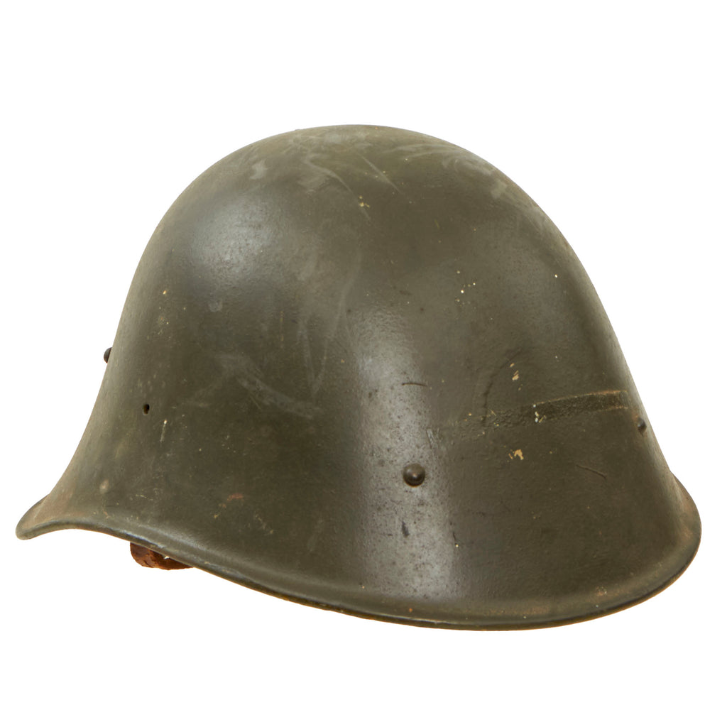 Original RARE Dutch WWII Model 1934 Helmet - Captured & Reissued with German M-31 Liner & Chinstrap - Size 57