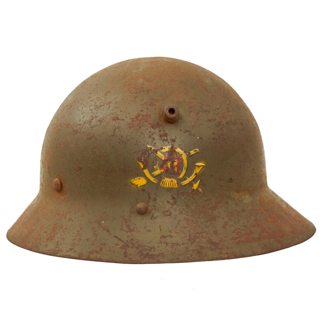 Original Czechoslovakia WWII Era Czech M30 Helmet - Used by Fascists in Spanish Civil War - Stenciled Insignia Original Items