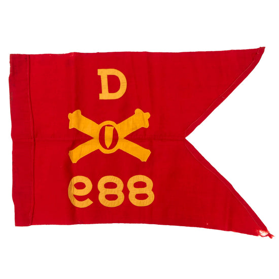 Original U.S. WWII 688th Coastal Artillery Battery D Swallowtail Guidon Pennant - Philadelphia Quartermaster Marked Original Items