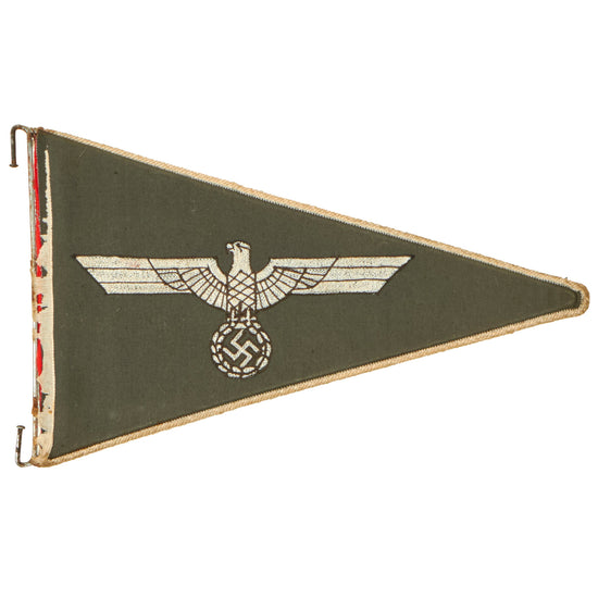 Original German WWII Army Heer Officer Rigid Vehicle Staff Car Pennant Flag - 8 ⅝” x 14 ¼" Original Items