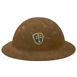 Original U.S. WWI 79th Infantry Division Painted M1917 Doughboy Helmet with Liner & Chinstrap - "Cross of Lorraine"