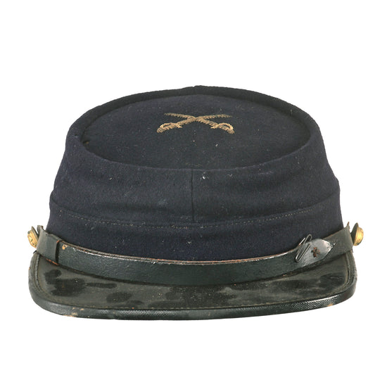 Original U.S. Civil War Veteran Indian Wars Era Direct Embroider Cavalry Model 1872 Federal Issue Chasseur Style Pattern Kepi with GAR Buttons by Louis E. Stilz & Bro. - Size 7¼ Original Items