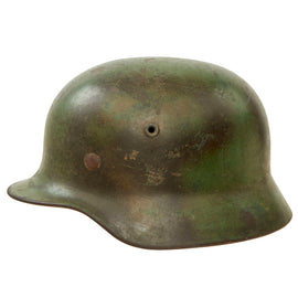 Original German WWII Luftwaffe M40 Single Decal Overpaint Camouflage Steel Helmet with Liner - marked Q64