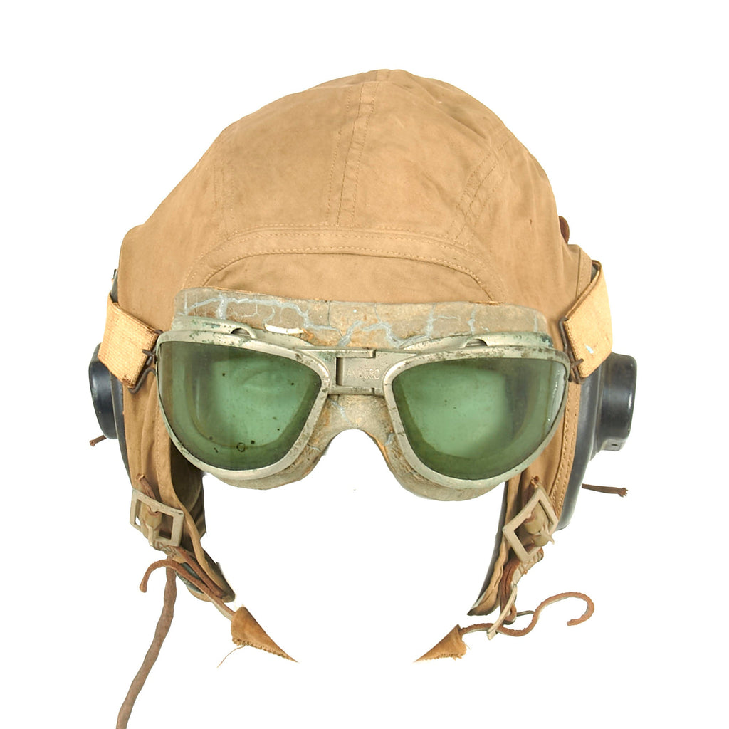 Original U.S. WWII USAAF AN-6530 Goggles and AN6542 Summerweight Helmet with Avionics Original Items