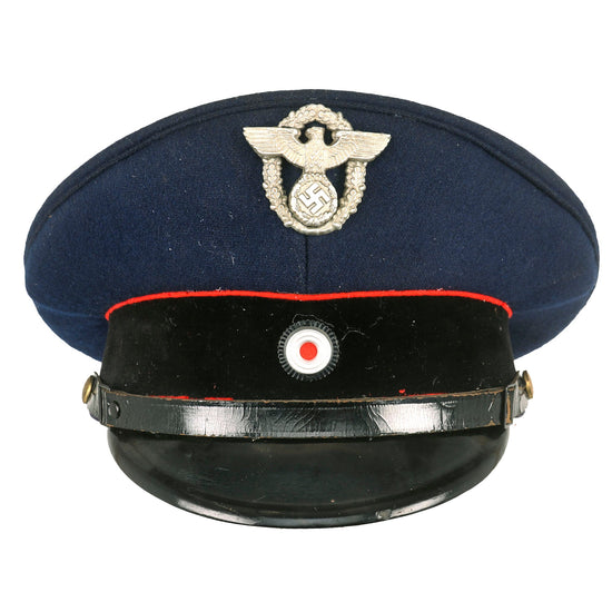 Original German WWII Fire Protection Police EM/NCO Schirmmütze Visor Cap by Carl Isker - size 54 ½ Original Items