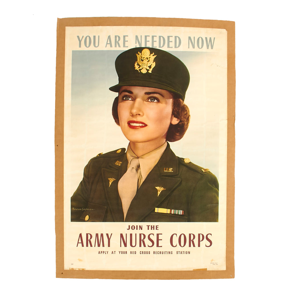 Original U.S. WWII Army Nurse Corps Recruitment Poster - You Are Needed Now - Attached to Cardboard - 22¾ x 33¼”