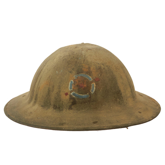 Original U.S. WWI Named 80th Division Field-Painted British-Made Mk. I Helmet with Liner & Chinstrap - 315th Machine Gun Battalion - Corporal George J. Voelker