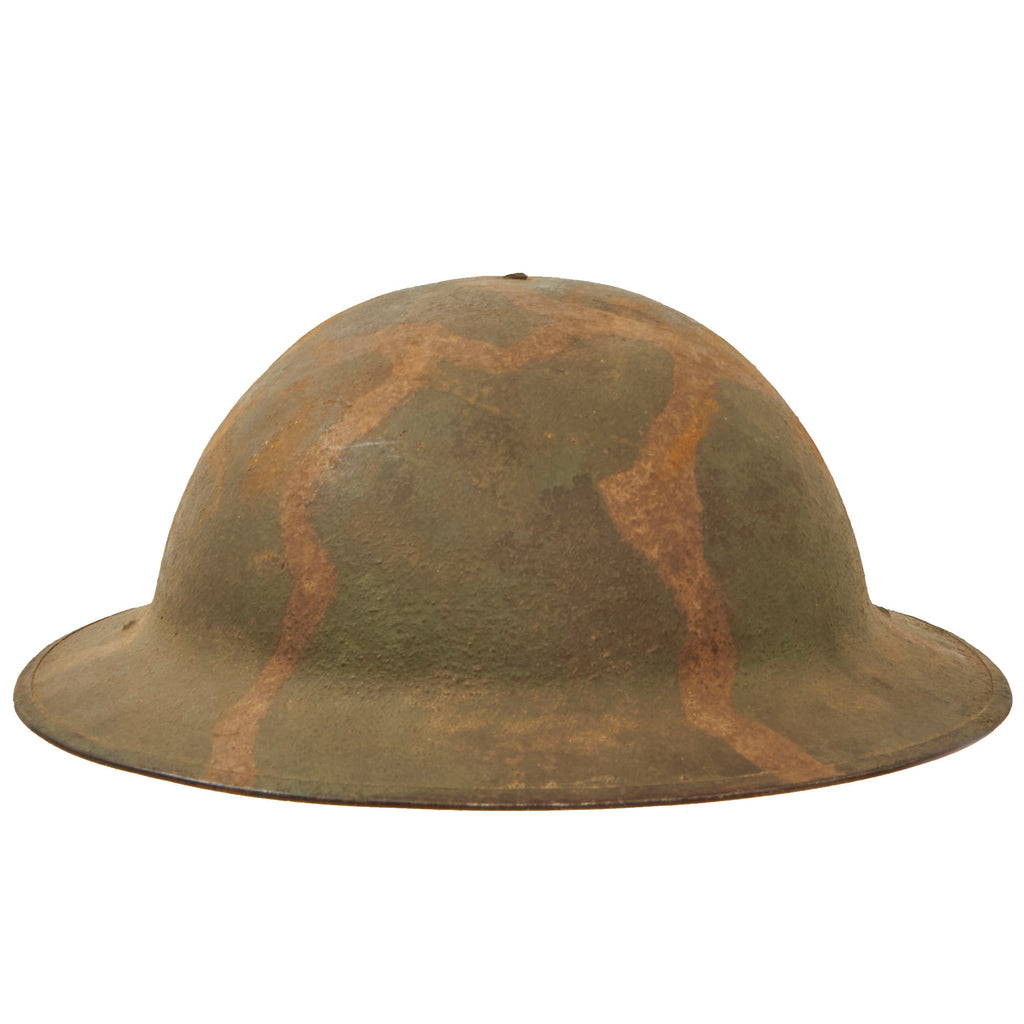 Original U.S. WWI M1917 Doughboy Helmet With Subdued Camouflage Pattern Paint - Full Liner & Partial Chinstrap