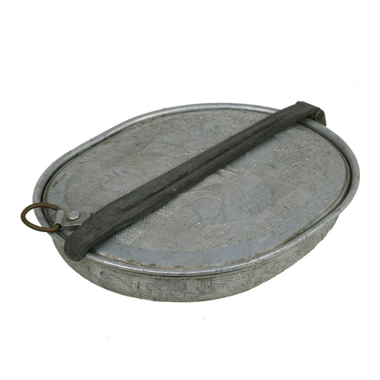 Original U.S. WWI Trench Art M1910 Mess Kit with Floral Design & Names of Battles with Utensils & Send Home Tag