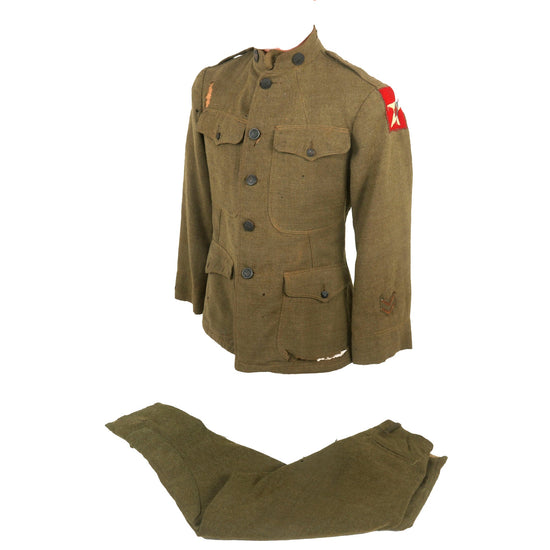 Original U.S. WWI Marine Corps 1st Battalion 5th Regiment 2nd Division Army Uniform Jacket & Breeches with Gorgeous Indian Head Patch Original Items