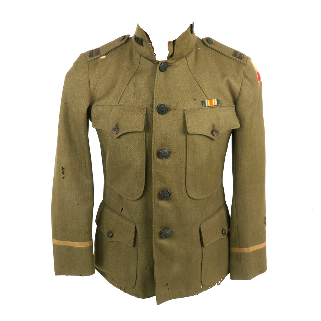 Original U.S. WWI AEF Tank Corps Captain’s Uniform with Bullion Captain’s Insignia - Heavy Damage