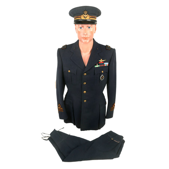 Original WWII Italian Regia Aeronautica Air Force Pilot Capitano Uniform Tunic & Breeches with Rome-Made Officer’s Visor & Torpedo Bomber Badge Original Items