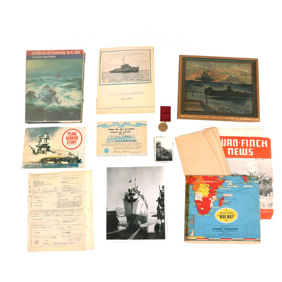 Original U.S. WWII Navy Painting & Good Conduct Medal Group - Robert Walter Wille - Diary Map Original Items