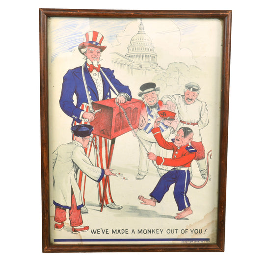 Original U.S. WWII Government Printing Office “We’ve Made A Monkey Out Of You” Framed Propaganda Poster With Artwork by J.H. King - 12¾ x 16¾”