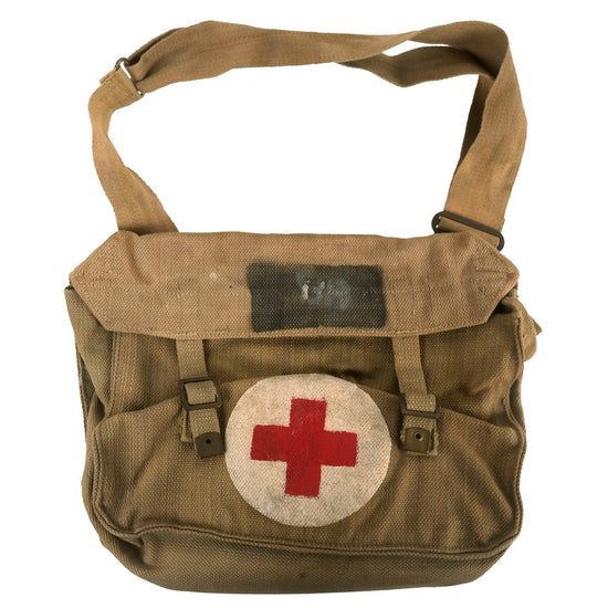 Original British WWII Pattern 1937 Medic Shoulder Bag for Shell Dressings with Dressing & Extras Original Items