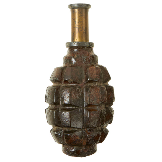 Original French WWI Inert Complete F1 Hand Grenade with Original Fuse Cap Original Items