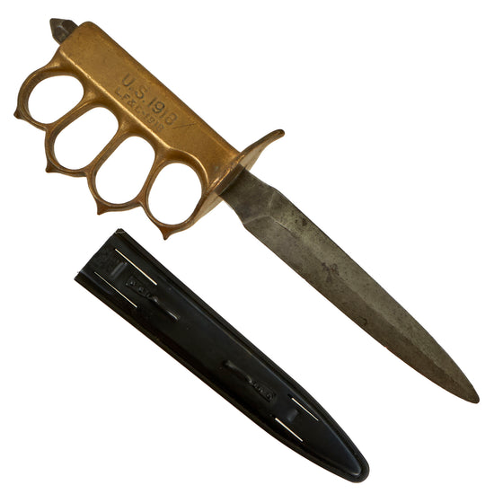 Original U.S. WWI Model 1918 Mark I Trench Knife by L. F. & C. with Reproduction Scabbard