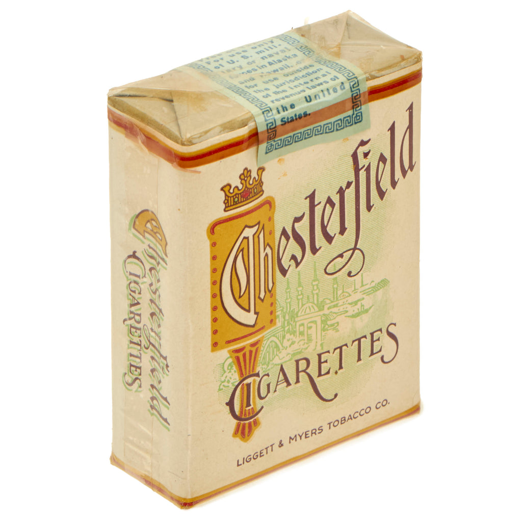 Original U.S. WWII Pack of Chesterfield Cigarettes - Unopened with Military Tax Stamp