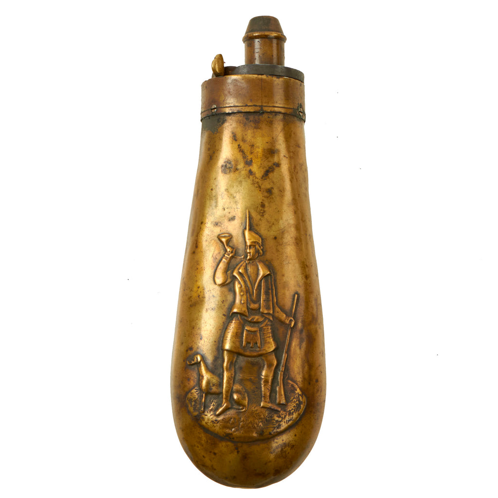 Original U.S. Mexican-American War Era “Indian with Dog” Powder Flask by G. & J.W. Hawksley-Sheffield