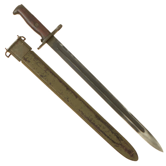 Original U.S. WWI M1905 Springfield 16 inch Rifle Bayonet by R.I.A. with WWII Rare Detroit Gasket M3 Scabbard - Dated 1919