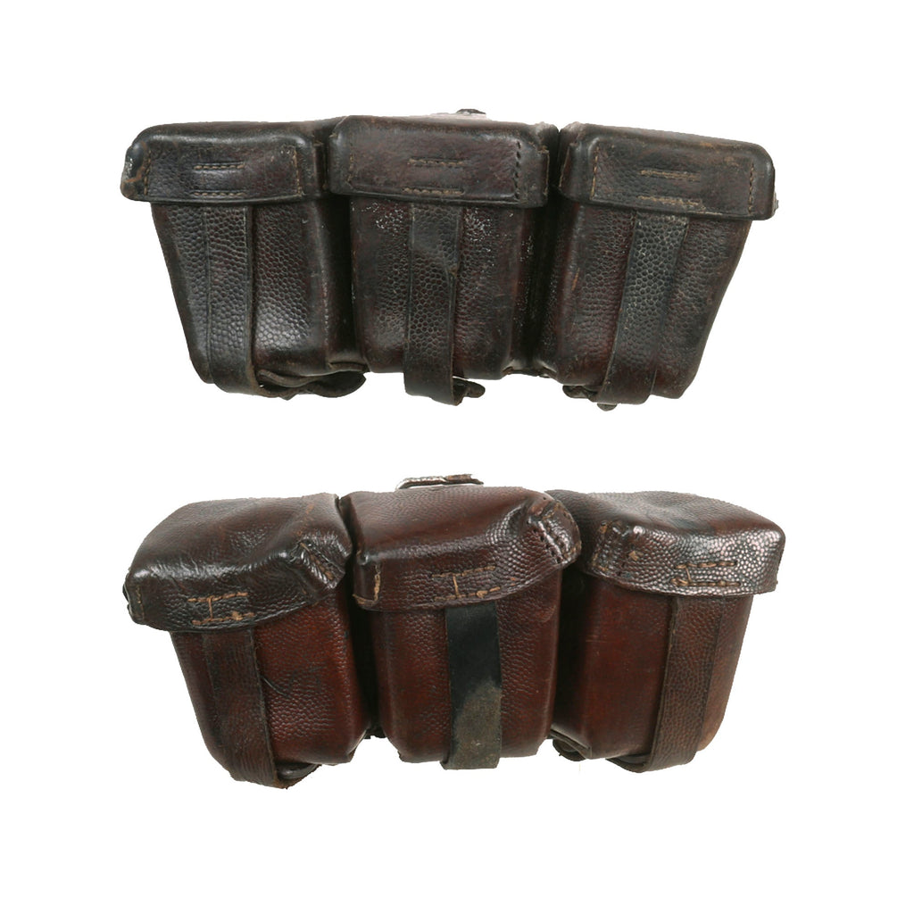 Original Imperial German WWI Pair of Mauser Triple Ammunition Pouches - 1915 Dated Original Items