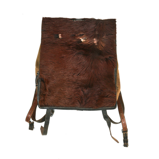 Original German WWII 1941 Dated Tornister 34 Pony Fur Backpack by Franz Brehme with Shoulder Straps Original Items