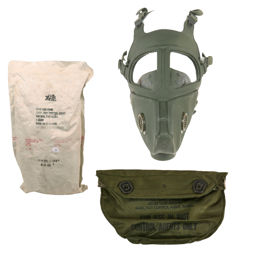 Original U.S. Vietnam War Experimental XM28E4 Grasshopper Riot Control Agent Gas Mask Unissued in Original Packaging - Dated 1969 Original Items