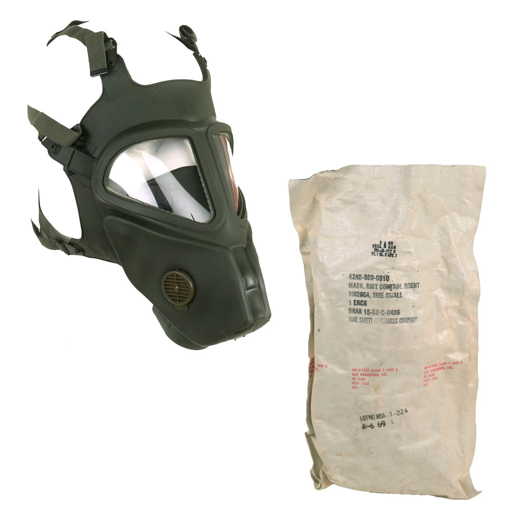 Original U.S. Vietnam War Experimental XM28E4 Grasshopper Riot Control Agent Gas Mask Unissued in Original Packaging - Dated 1969 Original Items