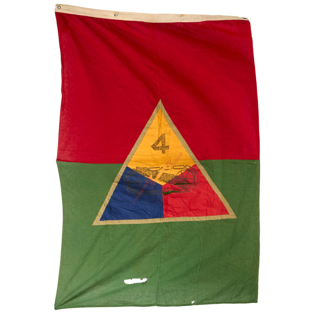 Original U.S. WWII 4th Armored Division Double-Sided Divisional Banner Flag Made at Norfolk Depot in 1945 for Division’s Return from Europe - 45½ x 66”