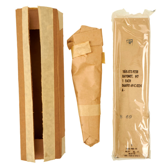Original U.S. Unissued M7 Bayonet for M16 Rifle with M8A1 Scabbard in Original Sealed Packaging - Dated 1977
