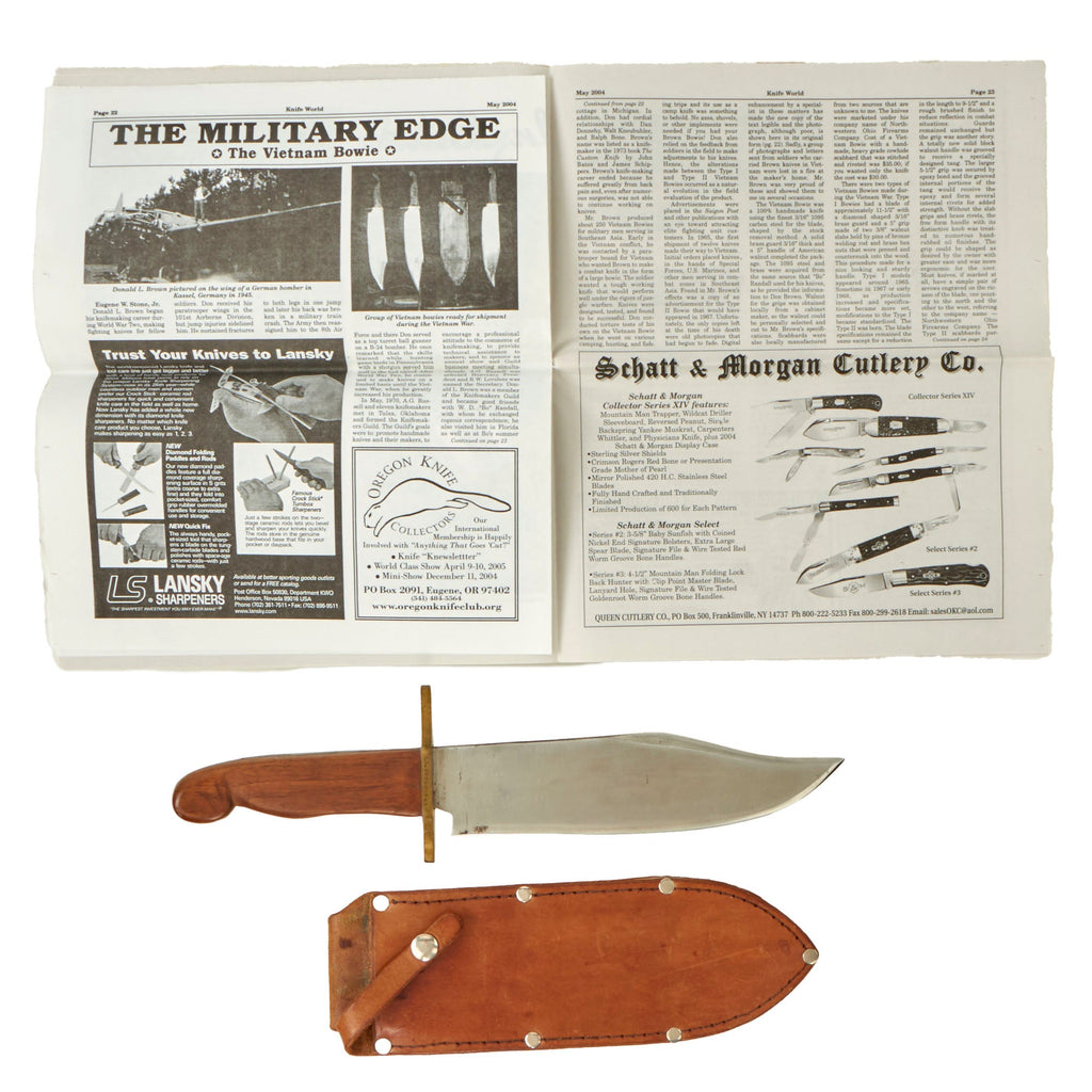 Original U.S. Vietnam War Donald M. Brown Type 2 Bowie Fighting Knife & Sheath Featured in Accompanying Knife World Magazine Original Items