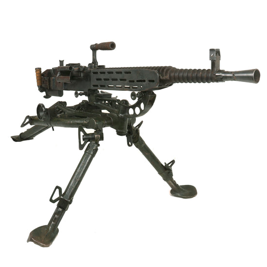 Original German WWII Marked Czech Made MG 37(t) Display Machine Gun with Early BRNO Marked Ground Mount Tripod