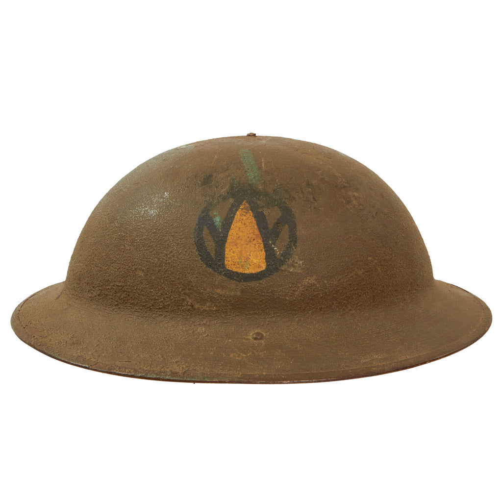 Original U.S. WWI 89th Division Painted M1917 Doughboy Helmet with Full Liner & Chinstrap - 314th Field Signal Battalion