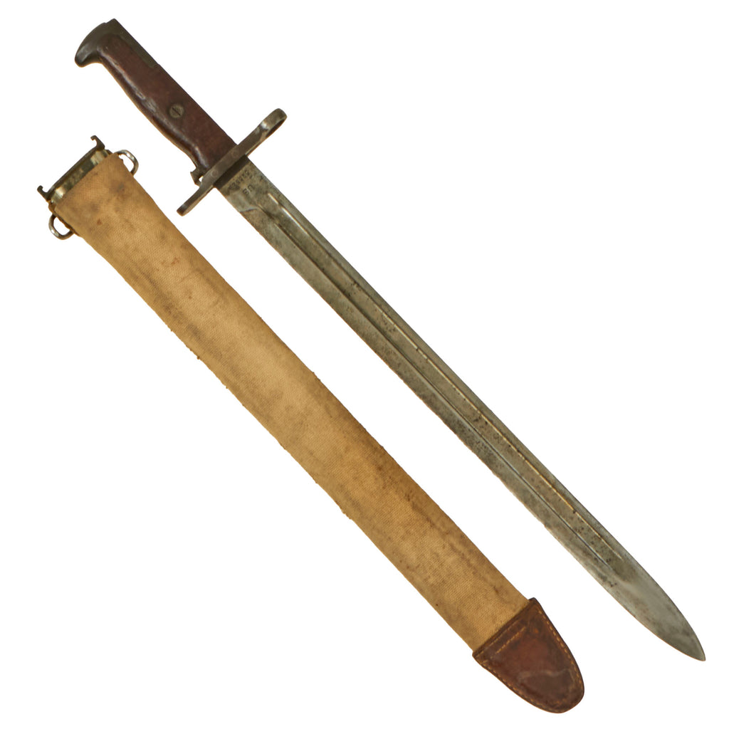 Original U.S. WWI M1905 Springfield Rifle 16" Bayonet by Springfield Armory with M1910 Scabbard - Dated 1912