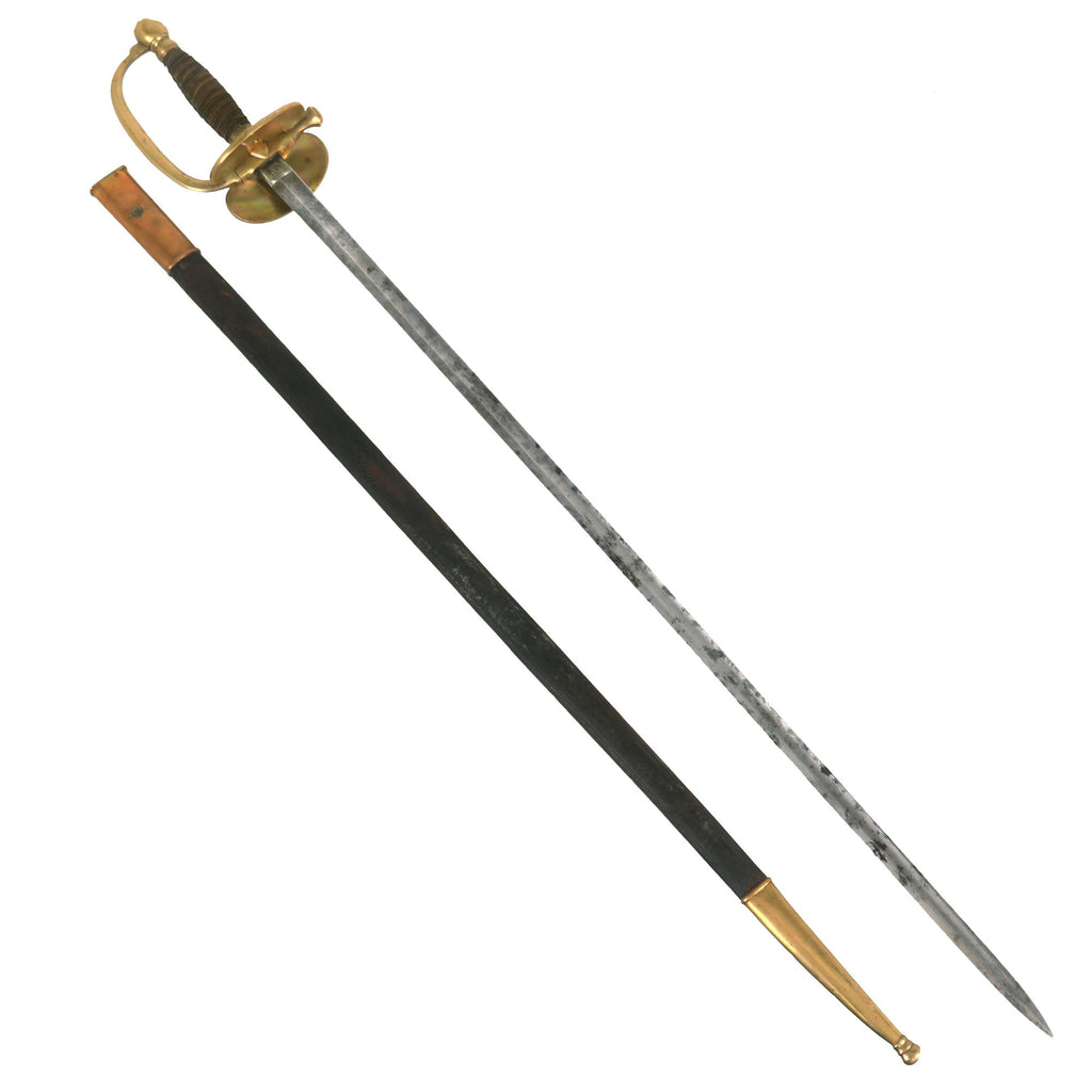 Original French 2nd Empire Era Model 1852 Officer’s Sword with German Blade and Brass Fitted Leather Scabbard