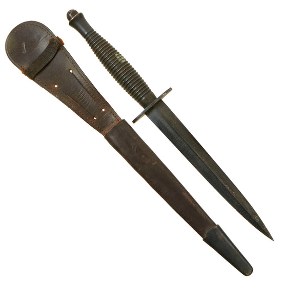 Original British WWII Import Marked 3rd Pattern Fairbairn Sykes Fighting Knife with Scabbard Original Items