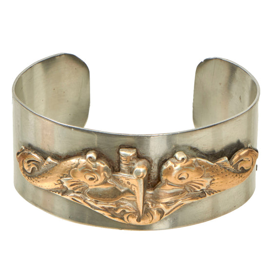 Original U.S. WWII Submariner’s Trench Art Sweetheart Bracelet Made with Sterling Dolphins Original Items