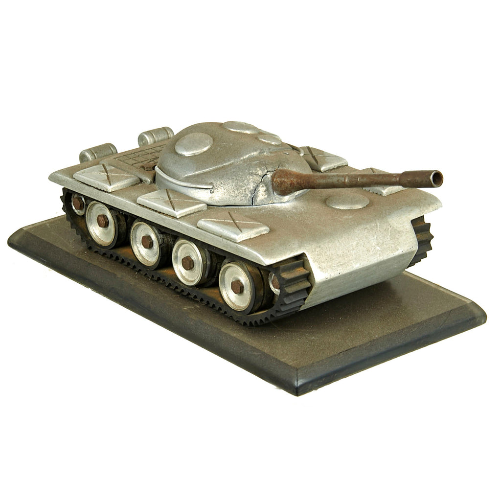 Original Soviet Cold War Era Aluminum Model T-55 Battle Tank Mounted on Base Original Items