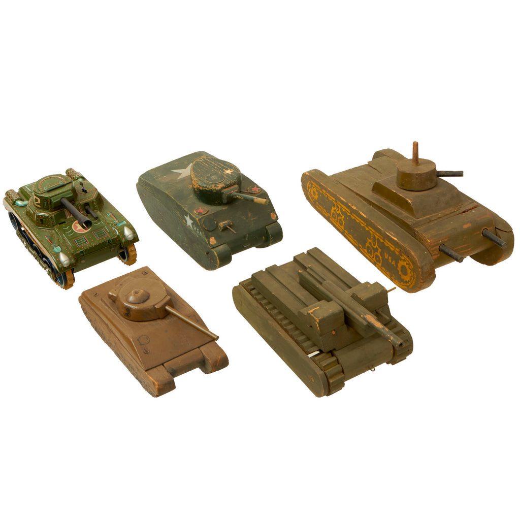 Original U.S. WWII Wartime Economy Toy Tank Collection of 5