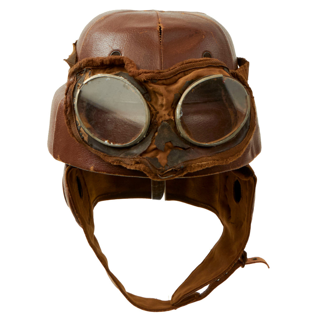 Original British WWI Scarce Aviator’s Safety Helmet with Named Goggles by Christys London - Size 7 Original Items