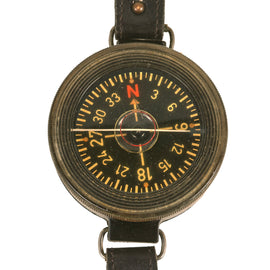 Original German WWII Luftwaffe Aviator Early Model AK 39 Wrist Compass with Armband