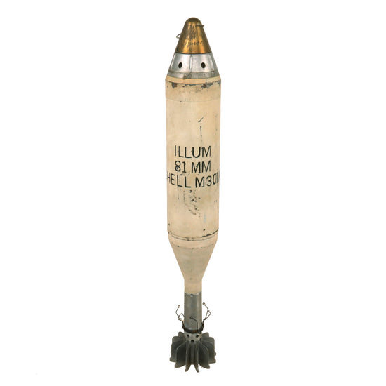 Original U.S. Vietnam War INERT 81mm Mortar M301A3 Illumination Round with Deactivated Fuse - Dated 1966