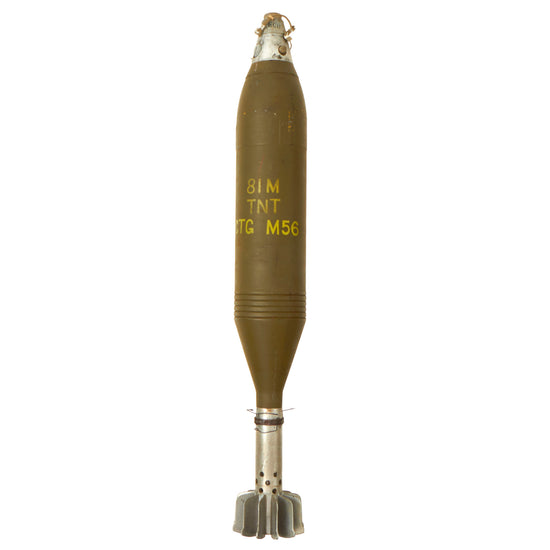 Original U.S. Vietnam War INERT 81mm Mortar M56 Explosive Round with Deactivated Fuse - Dated 1954