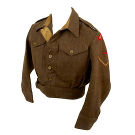 Original British WWII East Lancashire Regiment Enlisted Battledress Uniform with Period Applied Insignia - Dated 1945