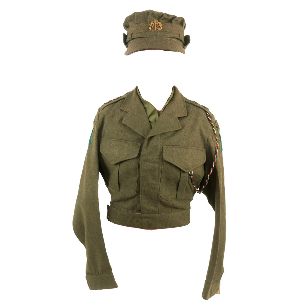 Original British WWII Auxiliary Territorial Service Women’s Uniform Jacket with Tie & Peaked Cap - Dated 1941 Original Items