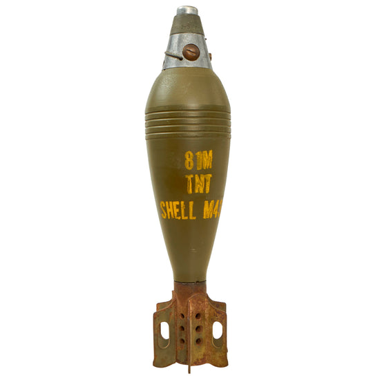 Original U.S. Korean War Deactivated 81mm M43A1B1 HE Mortar Shell Round dated 1953 with Fuze - Inert Original Items